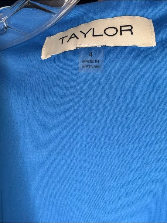 Taylor Blue & Lime Floral Tiered Wrap Midi Dress with Lace Trim —#129 - Picture 4 of 10